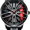 Car Watches for Men,Waterproof Stainless Steel Japanese Quartz Wrist Watch Sports Men’s Watches with Car Wheel Rim Hub Design