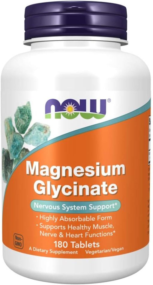 Now Foods Magnesium Glycinate Highly Absorbable Form Tablets, 180 Tablets