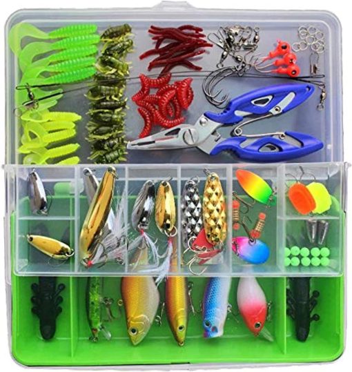 SKEIDO 101 Pcs Fishing Lure Set Hard and Soft Bait Hook with Tackle Box