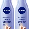 NIVEA Body Lotion Dry Skin, Moisturizing Shea Smooth Shea Butter, 2x400ml