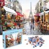 KASTWAVE Jigsaw 1000 Piece Adult, Flower Shop Landscape Puzzle Under the Eiffel Tower, Puzzle Game for Family Play Toy Gift