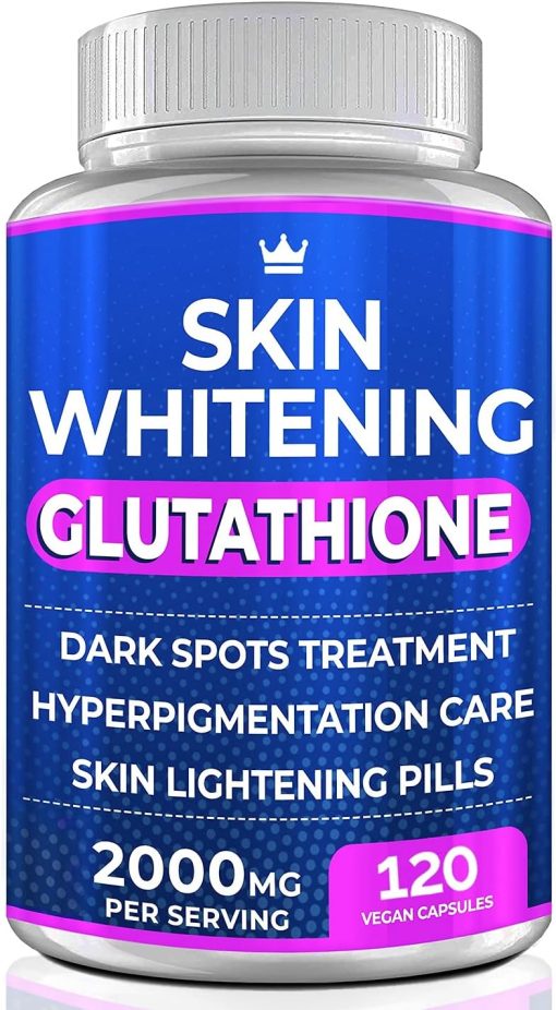 Glutathione Whitening Pills - 120 Capsules 2000mg Glutathione - Effective Skin Lightening Supplement - Dark Spots, Melasma & Acne Scar Remover, Hyperpigmentation Treatment - Anti-Aging Antioxidant