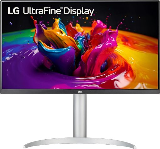 LG 27UP650-W.AUS Monitor 27” UHD (3840 x 2160) IPS Display, VESA DisplayHDR 400, DCI-P3 95% Color Gamut, 3-Side Virtually Borderless Display, Height/Pivot/Tilt Adjustable Stand – Silver