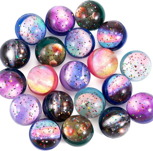 Bouncy Balls - KASTWAVE Rubber Balls for Kids - Bowling Bounce Balls, 20 PCS Bouncy Balls, 32mm Space Theme Bouncy Balls for Kids Party Favors, Gift Bag Filling