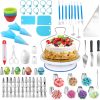 Cake Decorating Kit,132Pcs Cake Making Decoration Tools with Cake Turntable Stand,Cupcake Wrappers,Icing Piping Nozzles,Russian Tips,Baking Decorations Supplies Set