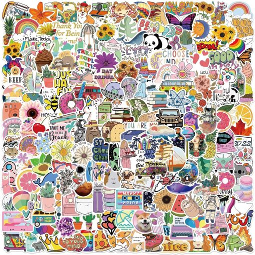 200 Pcs Cute Aesthetic Waterprof Vinyl Anime Stickers Sticker for Water Bottle Laptop Hard Hat Skateboard Kids Teens Girls Boys Adults (Cute Pattern)