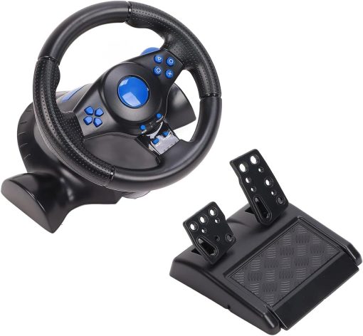 Wemart Gaming Steering Wheel, Racing Wheel with Pedals and Shifter, 180 Degree Driving Force Racing Wheel, PC Steering Wheel for PS4, PC, PS3, Xbox Series X|S, Nintendo Switch, Xbox One, Android