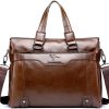 Daihu Men's 15.6 Inch Laptop Bag - Business Leather Briefcase Messenger Bag Office Bag Travel Bag (Brown)