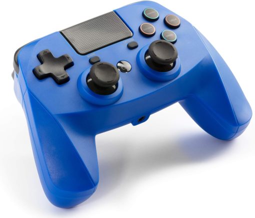 snakebyte GAMEPAD 4S - blue - wireless Bluetooth Controller for PlayStation 4, PS4 Slim, Pro, analog dual joysticks, PC compatible (Windows 7/8/10), 3.5mm headphone jack, touchpad