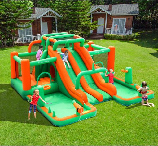 GT-WHEEL Inflatable Twin Water Slide for Kids Outdoor Play - Double the Fun (Twin Slide Mega Bouncer)