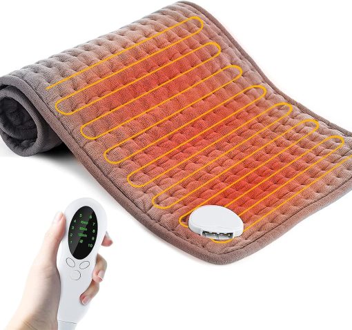 Heating Pad Electric Heating pad for Back/Shoulder/Neck/Knee/Leg Pain, Cramps and Arthritis Relief, 10 Fast Heating Settings, Auto-Off, Machine Washable, Moist Dry Heat Options, Extra Large（60*30CM）