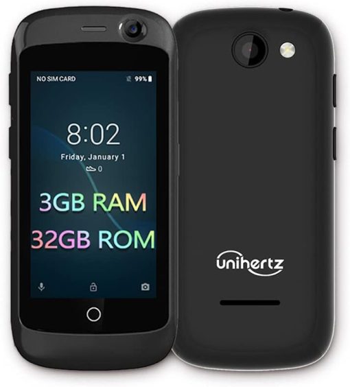 Unihertz Jelly Pro 3GB+32GB, The Smallest 4G Smartphone in The World, Android 8.1 Oreo Unlocked Smart Phone, Black