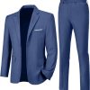 Lynerun Mens Slim Fit 2 Piece Suit Two Button Notched Lapel Solid Suit Jacket Pants Set Tuxedo for Prom