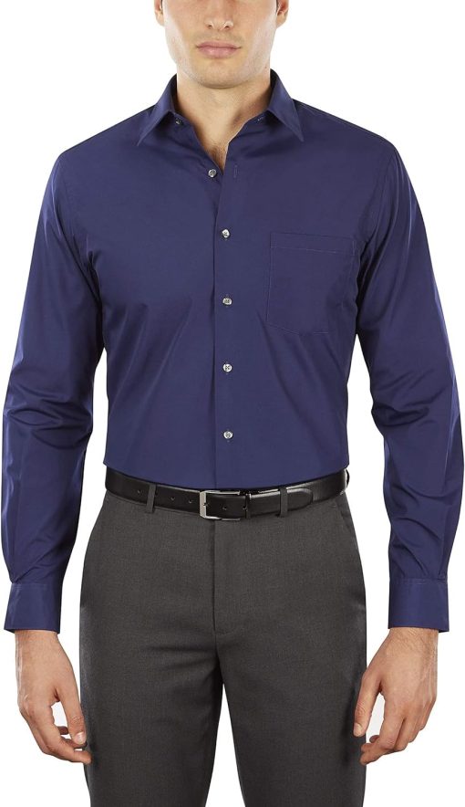 Van Heusen Mens Poplin Fitted Solid Point Collar MNS Dress Shirt Fitted Poplin Solid