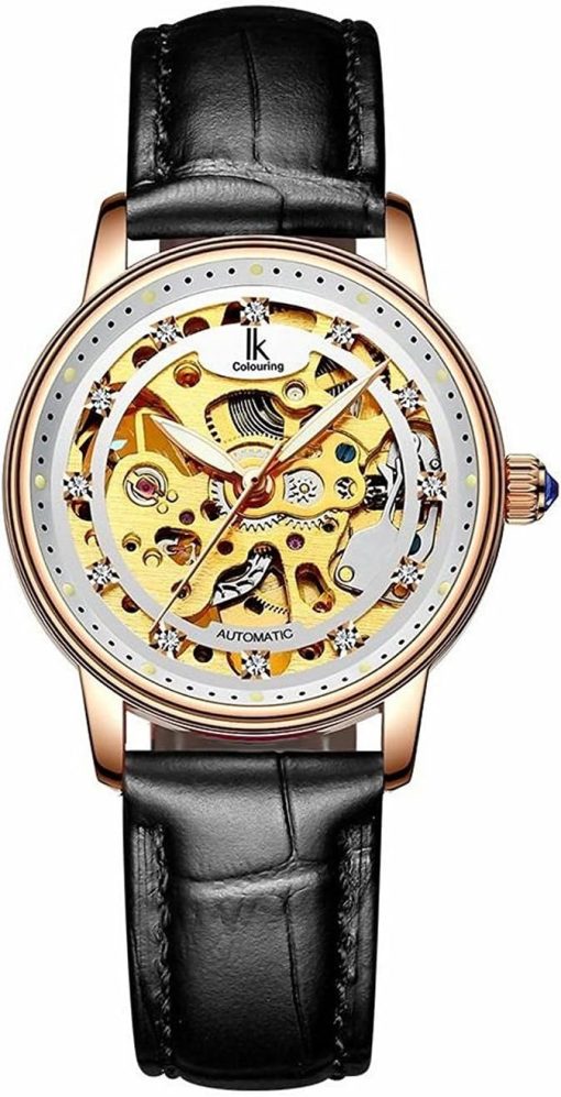 Women Automatic Mechanical Watch Gold Silver Stainless Steel Band Dress Wrist Watch