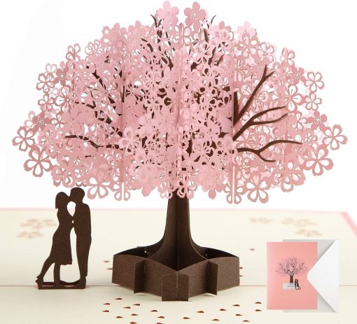 Pop Up Card Birthday Card Anniversary Card for Wife Girlfriend Cherry Blossom 3D Card Greeting Card Wedding Card Valentine's Day Card for Her Him Husband Couple Parents