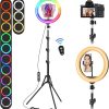 Illuminate Your Creativity: 12-inch Selfie LED Ring Light with Tripod Stand, Phone Holder, and 40 RGB Colors – Perfect for Camera, Makeup, YouTube, TikTok, Live Streaming, and Zoom Meetings! (12 INCH)