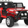 TechPlus- 12v 7Ah 2-Seater Ride On Truck Electric Ride On Car for Kids w/Parent Remote Control Battery Powered Off-Road Ride on Toys w/Spring Suspension, LED Lights, Music (RED)