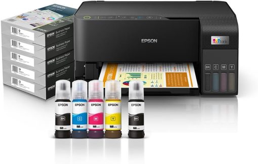 Epson EcoTank L3550 Home Ink Tank Printer, High-speed A4 colour 3-in-1 printer with Wi-Fi Direct, Photo Printer, with Smart App connectivity,Black + FREE Business Paper box