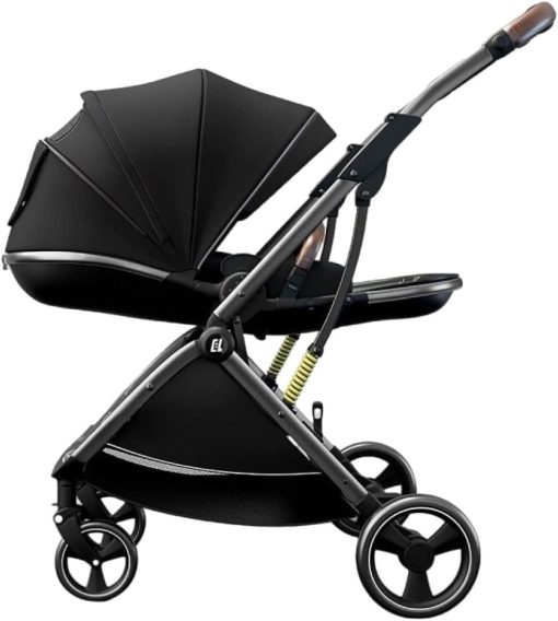 Babyclub Baby stroller can Sit and Lie Down high landscape light shock absorption foldable two-way baby stroller for Newborn and 3 year baby (Black)