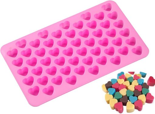 ECVV 55 Holes Love Heart Shaped Cake Mold, Non-stick Silicone Chocolate Mold for Love Jelly Soap Cube Chocolate Candy Tray Melts Gummy DIY Stackable