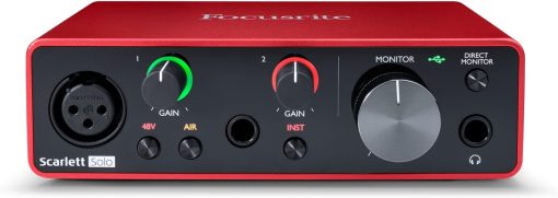 FocUSrite Scarlett Solo 3Rd Gen USb Audio Interface, For The Guitarist, Vocalist, Podcaster Or Producer, Stu-Dio Quality Sound And All The Software Needed For Recording And Songwriting, Red