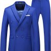 UNINUKOO Mens Slim Fit Suit Double Breasted 2 Piece Wedding Party Dress Formal Suits
