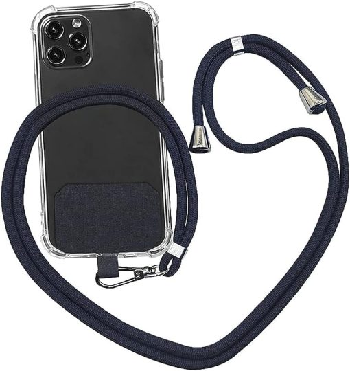 Mobile phone lanyard, universal mobile phone lanyard, with adjustable nylon neck strap, mobile phone tether belt, compatible with most smartphones, (Not including phone case)(Black)