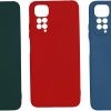3 pcs Xiaomi Redmi Note 11 global matte soft silicone tpu case cover - slim fit colorful & good grip (pack of 3) (Red, Dark Blue, Dark Green)
