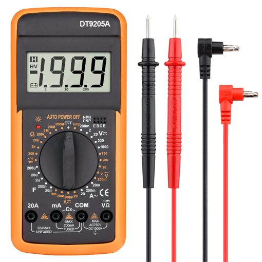 eWINNER DT-9205A Professional Digital Multimeter Handheld Digital Multimeter AC/DC Volt Amp Ohm Capacitance Hz Resistance Current Voltage Measurement Tester w/LCD Display Universal Meter