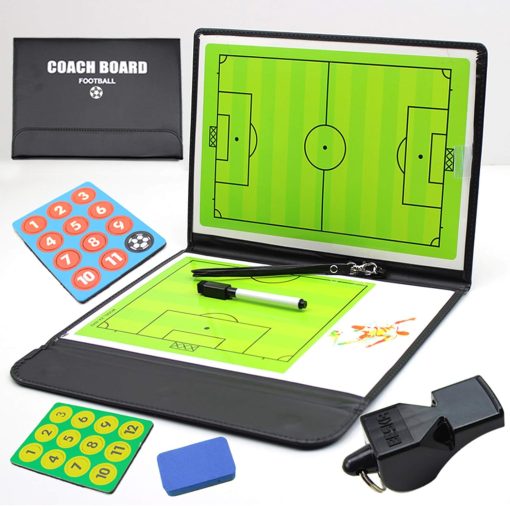 Foldable Football Coaches Tactical Board,Portable Soccer Magnetic Tactics Strategy Notebook Football Coaching Clipboard - Sport Training Assistant Equipment With Player Markers,2 In 1 Pen And Eraser