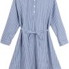 Striped Clothes Women Dress For Pregnant Dress Fashion Maternity Maternity dress Sheer Full Length Dress (Blue, XL)