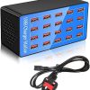 Kalakila 20-Port Multi Ports USB Charger, 100W Multi-USB Charging Station, Multi-Port USB Charger with Smart Detection to charge smartphones, tablets and other USB devices.