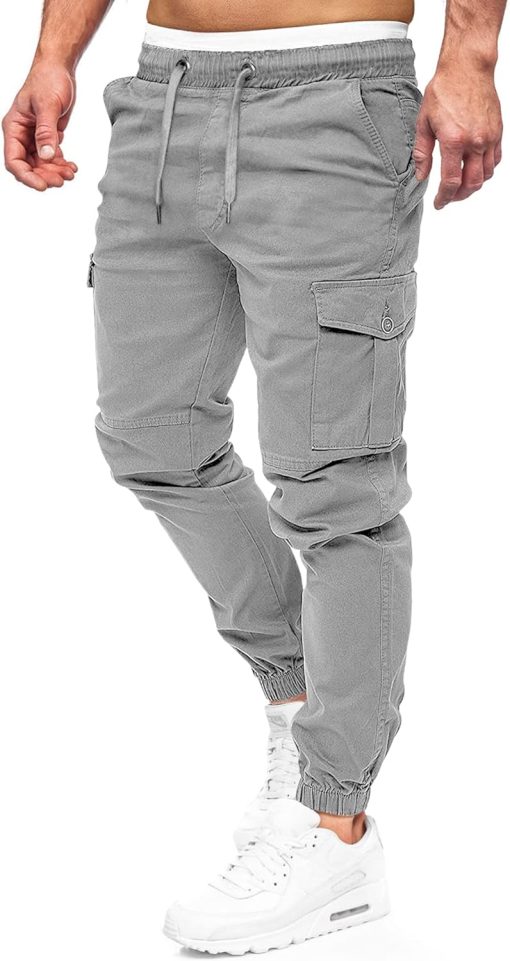 Wimerace Mens Joggers Cargo Pants Men Fashion Pants Sweatpants Casual Work Chino Pants Drawstring 6 Pockets