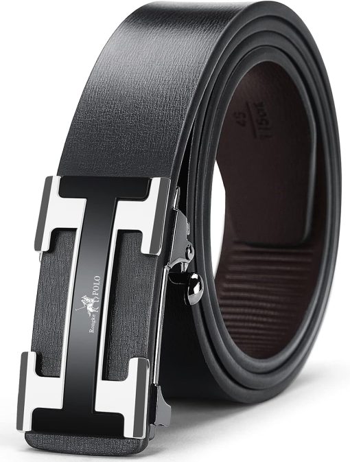 Oyifan Black Belt Men, Genuine Leather Dress Designer Belts for men, Fashion Slide Ratchet Click Casual Mens Belt for Jeans