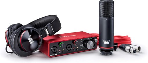 Focusrite scarlett 2i2 studio (3rd gen) usb audio interface and recording bundle with pro tools first (ams-scarlett-2i2-stu-3g), red