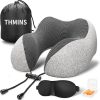 THMINS Travel Pillow for Sleeping Airplane, Neck Pillow for Travel Accessories, Airplane Travel Kit with 3D Eye Masks, Earplugs, and Luxury Bag