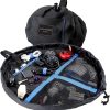 Lay-n-Go Wired Essentials Travel Drawstring Cable Management Storage Organizer & Tech Bag for Electronics, Chargers, Headphones, Accessories, Durable Patented Design, 19 inch, Black With Blue Trim