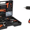 BLACK+DECKER cordless drill driver with battery & kitbox, 18v, 1.5ah li-ion + 108 pieces hand tools kit - bcd001c1mea2-gb