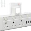 SKY-TOUCH Multi Plug Extension Socket with 3 USB, Electrical Power Extender Outlet Adaptor for Home, Office, Kitchen