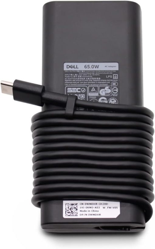 New Genuine Dell 65W USB-C Power Adapter Charger Latitude 7210 2-in-1, Latitude 5285 2-in-1, 5290 2-in-1 7389 2-in-1, 5285 2-in-1 Rugged Extreme Tablet Compatible P/N M1WCF 0M1WCF JYJNW 0JYJNW 72PVT