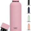 S2C Water Bottle Stainless Steel 500ml - Double Wall insulated Water Bottles for Hot Water Gym Bottle Stainless Steel Water Bottle for Kids School Flask Bottle Hot water bottle (TEA PINK, 500ML)