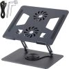 Weixiaoba Laptop Stand with Dual Cooling Fan, 360° Rotating Aluminium Computer Riser Holder for Desk, Heat Dissipation with Anti-Slip Pads, Compatible with 10-17inch Notebook