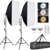 Softbox Photography Lighting Kit, Professional Photo Studio Lighting with 2x20x27.5in Soft Box | 2X 380W 3000-7000K E27 LED Bulb,Continuous Lighting Kit for Video Recording, Portraits Shooting