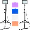 LED Video Light 11 Brightness and 4 Color Filters Dimmable Photography Continuous Table Top Lighting, Adjustable Tripod Stand, USB Portable Fill Light for Photo Studio Shooting