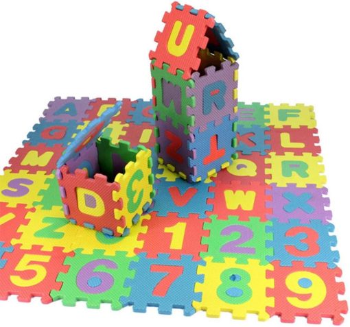 Gutsbox SHOWAY Kids Foam Puzzle Floor Play Mat,Alphabet and Numbers Foam Puzzle Play Mat 36 Tiles Great for Kids to Learn and Play-Interlocking Puzzle Pieces 12x12 cm (12x12 cm)