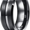 THREE KEYS JEWELRY 8mm Mens Hammered Tungsten Carbide Wedding Bands Unique Charming Engagement Rings
