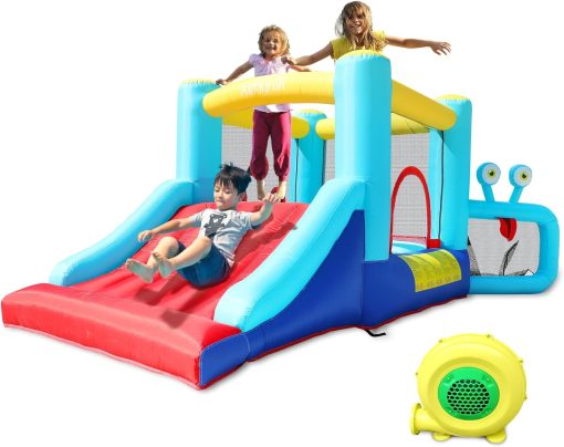 AirMyFun Inflatable Bounce House with Slide, Big Kids Bouncy House with Blower, Ball Pool, Basketball Hoop - Jumping Castle for Indoor and Outdoor Family Backyard Fun and Parties.