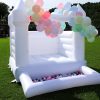 10FT White Bounce House Castle w/Ball Pit for Kids Toddlers - (Heavy Duty Commercial PVC) (680w Blower) Bouncy Inflatable Castle Jumping Bed for Wedding, Birthday Party, 10 x 8 x 8ft
