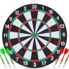 Xspring Dart Board Set, 17 Inch Double Sided Usable Dartboard with 6 Metal Tip Darts, Excellent Indoor Game and Outdoor Game, Dart Boards for Adults Teens Family Office Leisure Sport